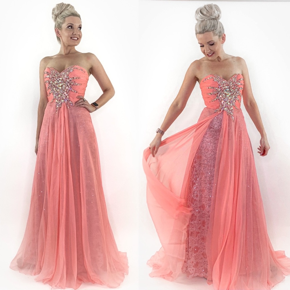 Glam Pageant Prom Dress with Overlay Skirt - Picture 4 of 8